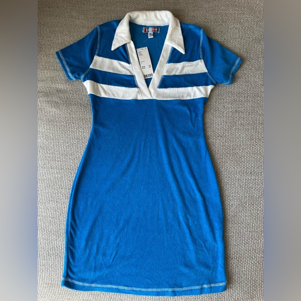 NWT Urban Outfitters Blue and White Terry Mini Dress